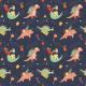 Cute Dinosaurs Xmas Wrapping Paper - 6 foot x 30 inch roll Thumbnail Image 1
