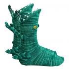 Green Knitted Personalised Dinosaur Slipper Socks Main Thumbnail