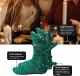 Green Knitted Personalised Dinosaur Slipper Socks Thumbnail Image 1