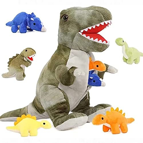  Cute Soft T-rex with 5 Assorted Baby Dinosaur Plush Toys Morismos