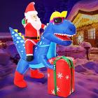 Santa Riding Cool Dinosaur Wearing Shades Xmas Inflatable Deocration - 6ft Main Thumbnail