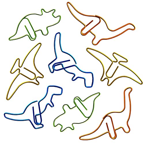 40 Assorted Dinosaur Paper Clips - Various Colours