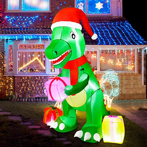 6ft Inflatable Dinosaur Christmas Yard Decoration