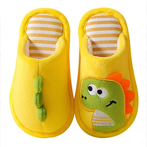  Toddler Bright Yellow Dinosaur Slippers