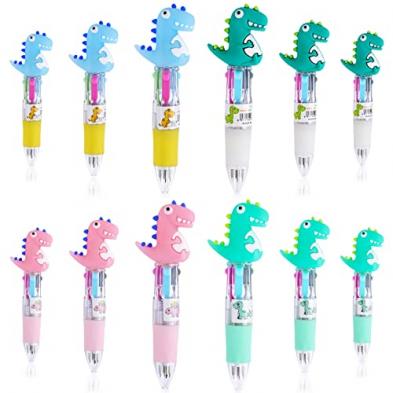 12 Cute Dinosaur Pens 4-in-1 Colours