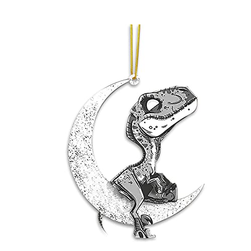  Raptor Sitting On The Moon Wooden Christmas Tree Decoration