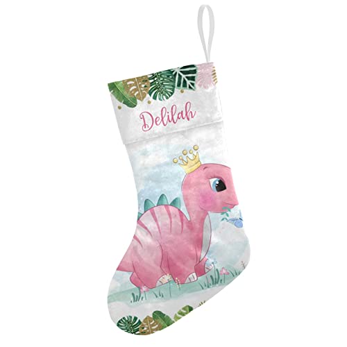  Personalised Cute Pink Dinosaur Xmas Stocking 