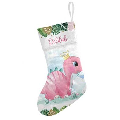Personalised Cute Pink Dinosaur Xmas Stocking 
