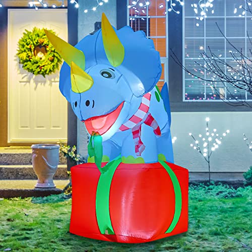 5ft Inflatables Triceratops on Present Decoration