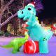 Inflatable T-Rex with Dilophosaurus Merry Christmas Sign and Present  Thumbnail Image 5