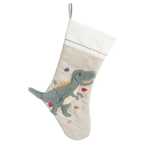  Soft Linen Dinosaur Christmas Stocking