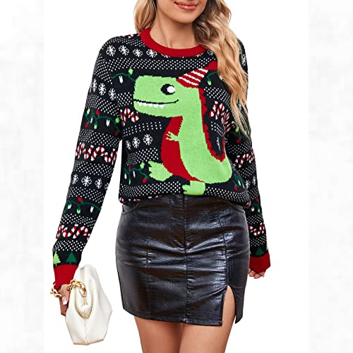 Funny Dinosaur Christmas Sweater for Women