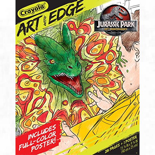 Crayola Art with Edge - Jurassic Park Coloring Book (28 Pages), Adult Coloring, Jurassic Park Merchandise, Jurassic Park Poster, Gifts