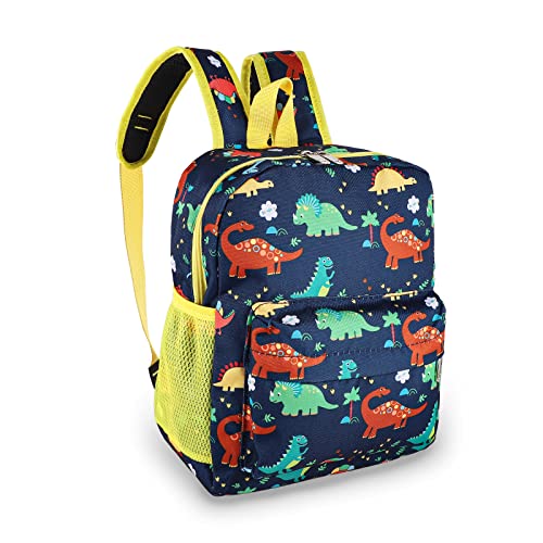 Dinosaur Print School Backpack With Yellow Highlights - Yafe