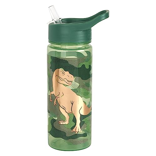 Camouflage Dino Water Bottle with Flip up Straw