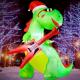 8ft Rcoking Santa Dinosaur with Guitar Xmas Inflatable Thumbnail Image 1