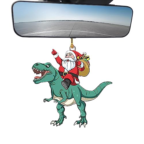  T-Rex Christmas Tree Ornament - Santa Riding a Dinosaur