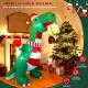 8ft Inflatable Dinosaur With Present and Hat Christmas Decoration Thumbnail Image 2