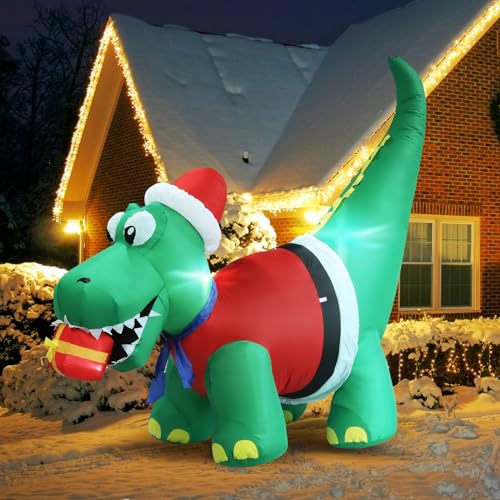 8ft Xmas Inflatable Dinosaur on All Fours