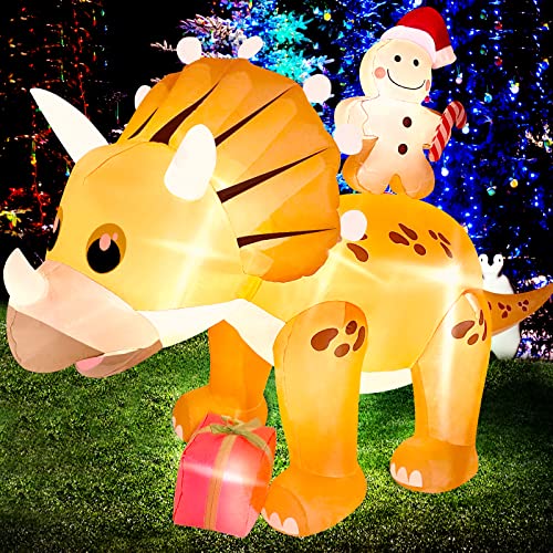 Inflatable Xmas Triceratops Christmas Decoration - 8ft