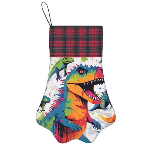  Colorful Dinosaurs Christmas Pet Paw Stocking