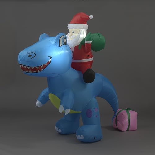 1.8m Inflatable Santa Riding Dinosaur Christmas Decoration