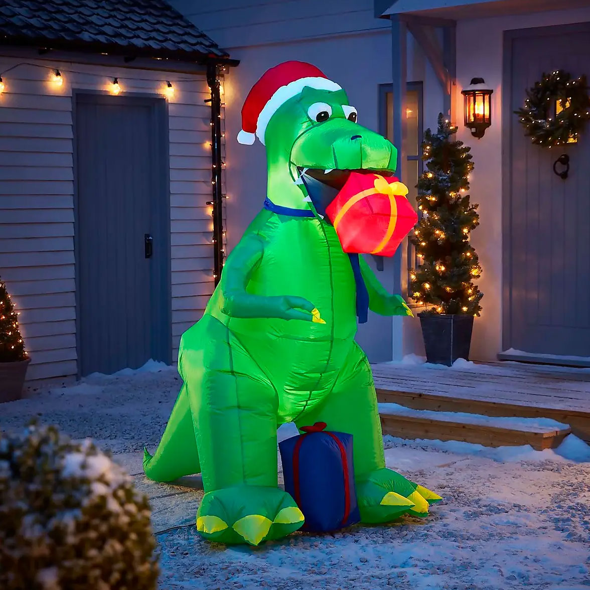 6ft dinosaur with gift christmas inflatable