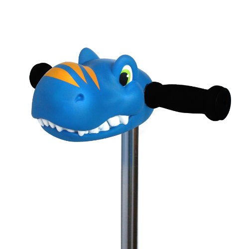 scootaheadz dinosaur : kids scooter accessories scooter dinosaur head | blue and orange | fits most childrens 2 wheeled and 3 wheeled scooters | t-bar handle scooter dinosaur head for boys and girls