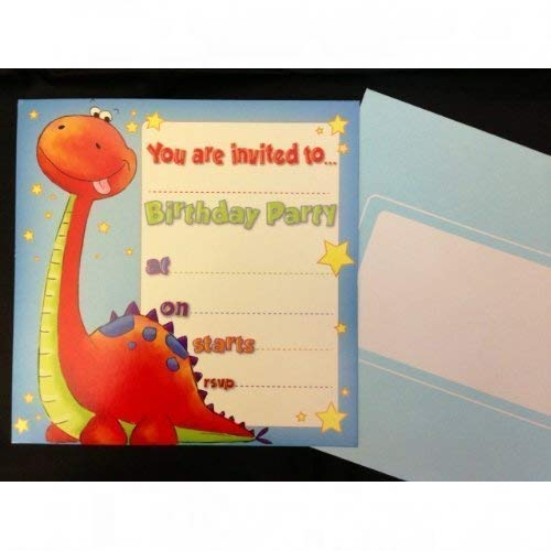 16 x boys birthday invite party invitations with dinosaur design