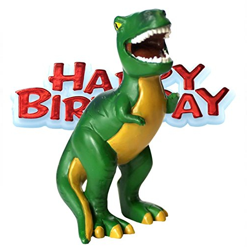  multicoloured resin dinosaur happy birthday cake topper