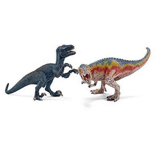 t- rex and velociraptor - schleich dinosaur figurines - 42216