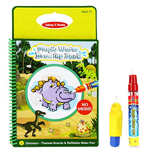 dinosaur magic water reusable drawing book and 2 magic pens