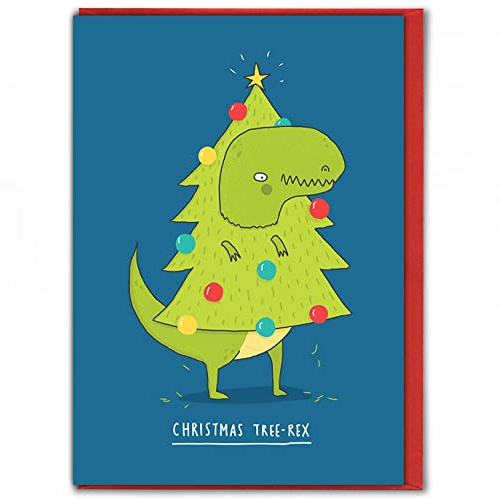 brainbox candy - funny xmas dinosaur cards for son - dinosaur christmas cards - tree-rex - for son and daughter