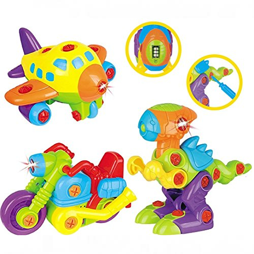 take apart toys set includes dinosaur, airplane and motorbike