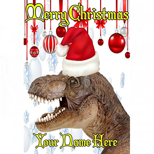 t-rex dinosaur ptcc231 santa hat xmas christmas card a5 personalised greeting cards posted by us gifts for all 2016 from derbyshire uk …