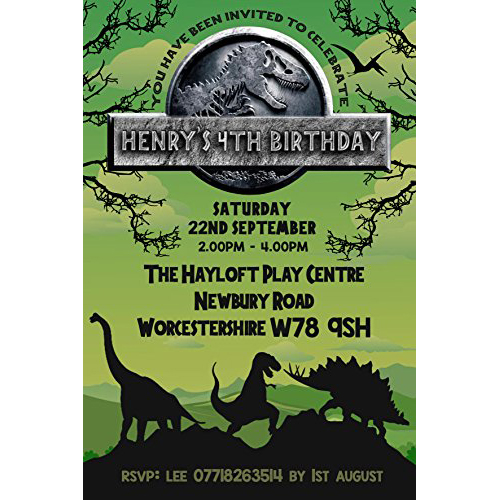 Personalised Jurassic Party Birthday Invitations