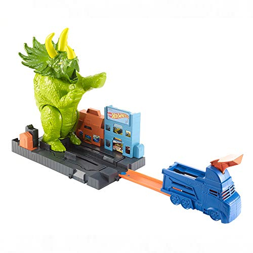 hot wheels triceratops playset with launcher vehicle - gbf97