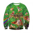 Pizza Surfng Christmas Dinosaurs and Cats Sweatshirt Main Thumbnail