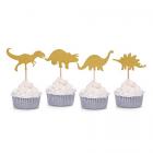 24 counts gold glitter dinosaur cupcake toppers kids first birthday party decorations Main Thumbnail