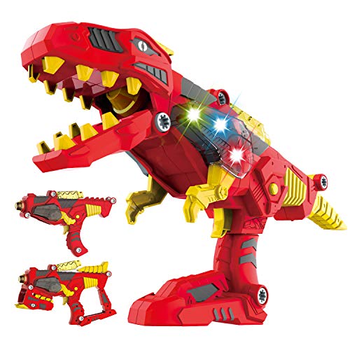  pup go dinosaur toys 3 in 1 sets for boys, build a dinasour with realistic sounds lights, trex power rangers dino charge, best gifts top presents for age 3 4 5 6 7 year old kids (t rex)