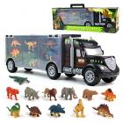 toy dinosaur transport truck toys with 12 assorted animals including dinosaurs Main Thumbnail
