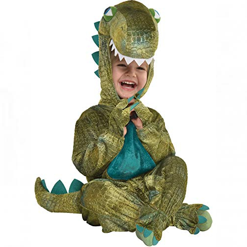 amscan 9904765 baby dinosaur hooded jumpsuit costume, 6-12 months-1 pc