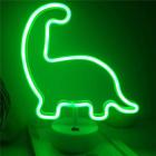 battery powered green neon dinosaur night light with pedestal Main Thumbnail