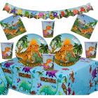 dinosaur party supplies set includes 16 x dino plates, napkins & table cover Main Thumbnail