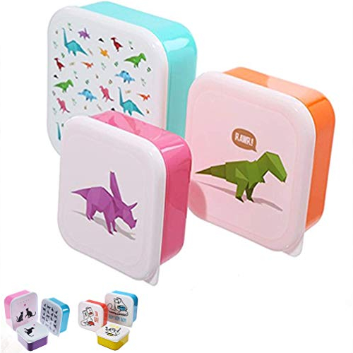 set of 3 bpa-free dinosaur lunch boxes