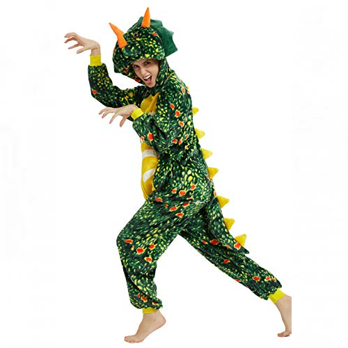 yuloong adult dinosaur onesies pajamas halloween christmas party cosplay costume fancy dress for women man, xl (height:178-195cm/69.8-76.8 inch), dark green