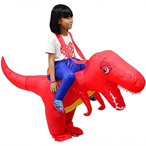 kids inflatable dinosaur t-rex costume toddler halloween blow up fancy dress up, red, 2-6 years