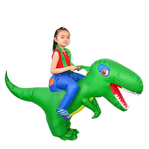 kids inflatable dinosaur t-rex costume toddler halloween blow up fancy dress up, green, 6-12 years