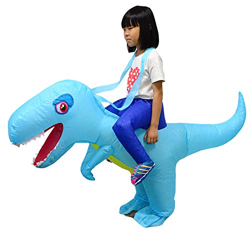 kids inflatable dinosaur t-rex costume toddler halloween blow up fancy dress up, blue, 2-6 years