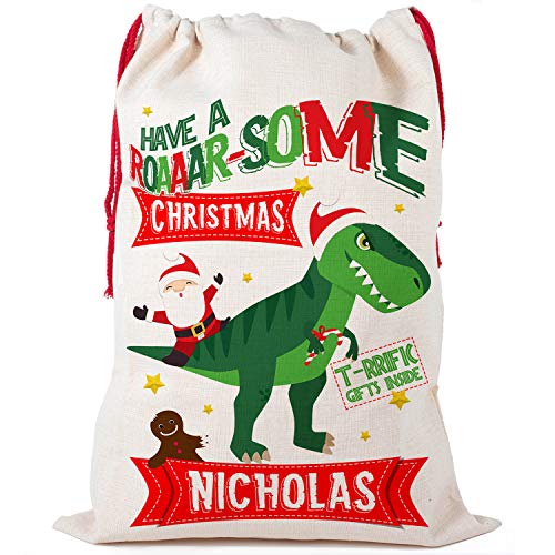 Large Personalised Dinosaur Santa Sack / Stocking